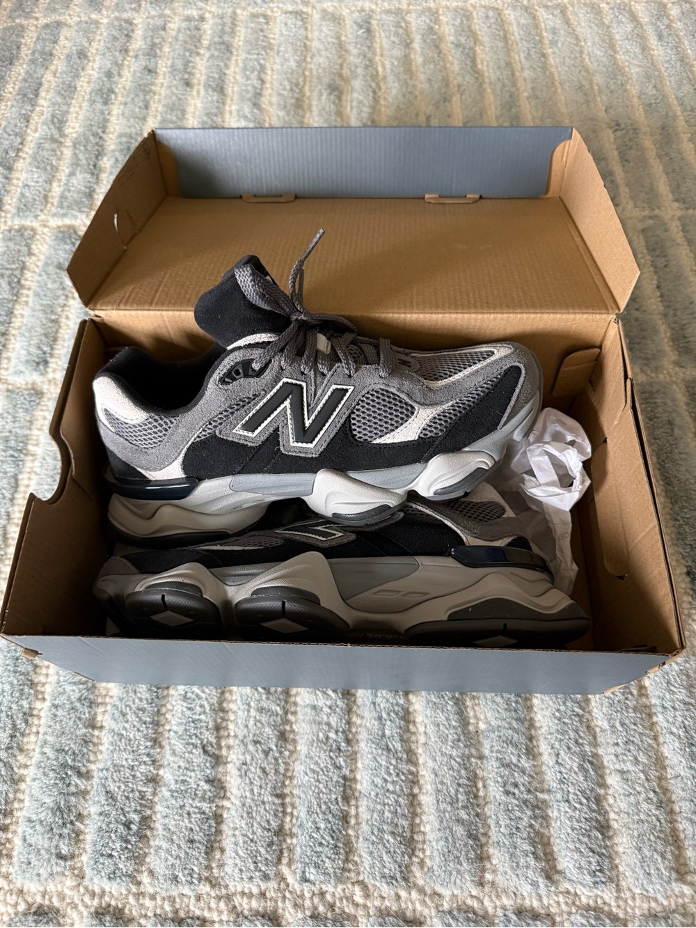 New Balance Black/Grey 9060 Lifestyle Sneakers Box